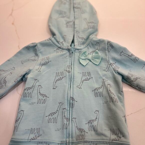 Giraffe Print Baby zip-up sweatshirt with Bow. - Picture 2 of 8